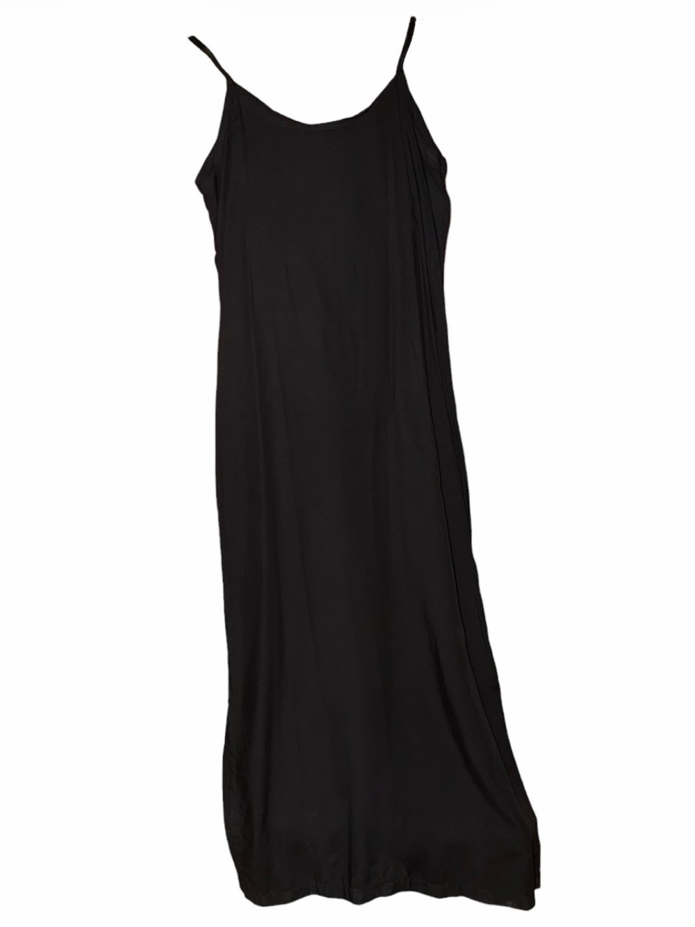 NWT Vintage Hibis Lace Works Black Maxi Slip Dress with Spaghetti Straps